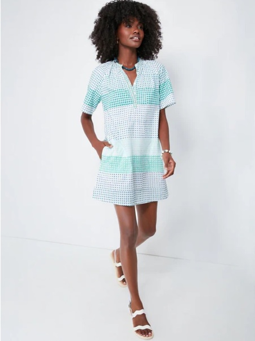 Oliphant Green Astrid Polka Dot Pocket Shirt Dress